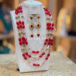 Gold Necklace Set Red - Trévanor