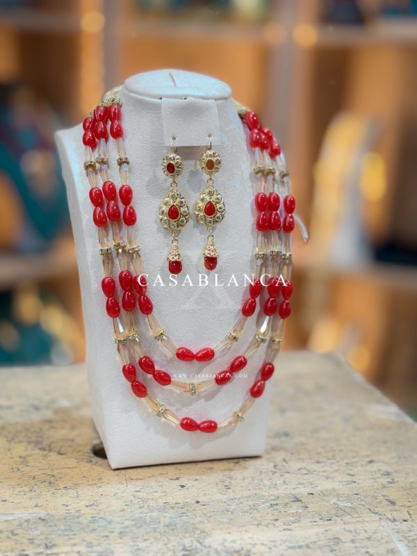 Gold Necklace Set Red - Trévanor
