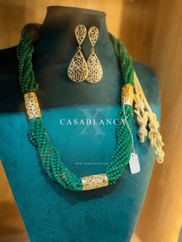 Gold Green Necklace Bead Set - Serafina - Image 2