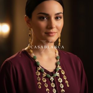 Gold Emerald Jawhar Green Gold Plated Set - Zayra