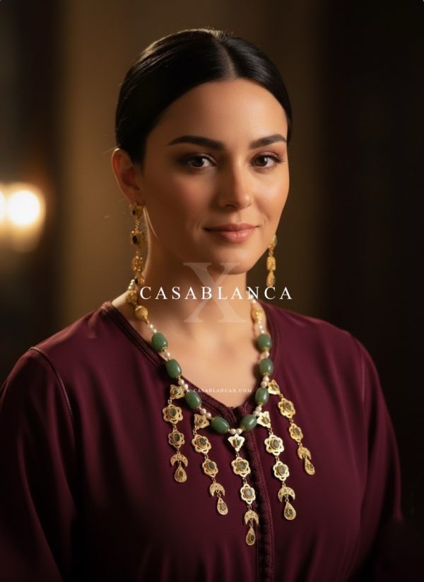 Conjunto de oro esmeralda y verde Jawhar bañado en oro - Zayra