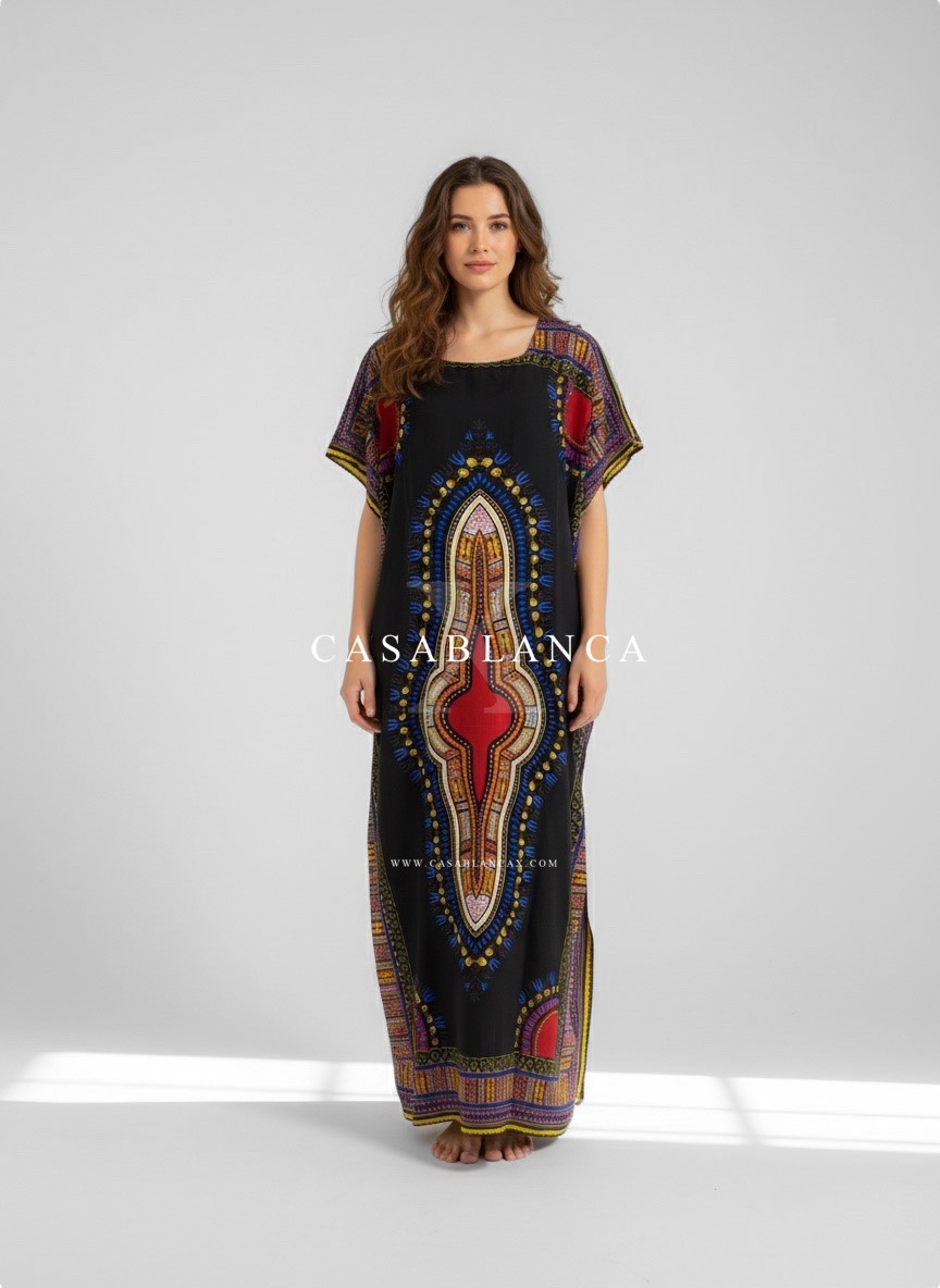 Original Dashiki African Kaftan Dress - Chitenge Black