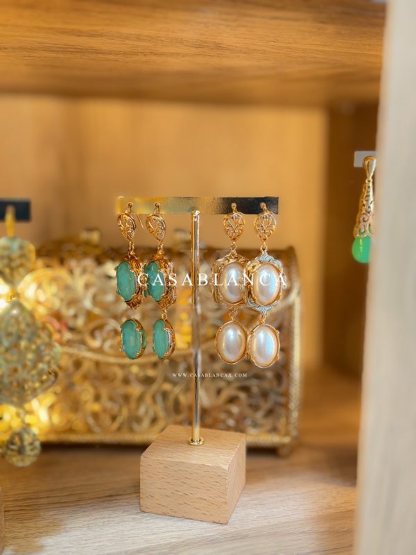 Orecchini in oro Taqlidi classici - Isanthéa Mint Of Pearls