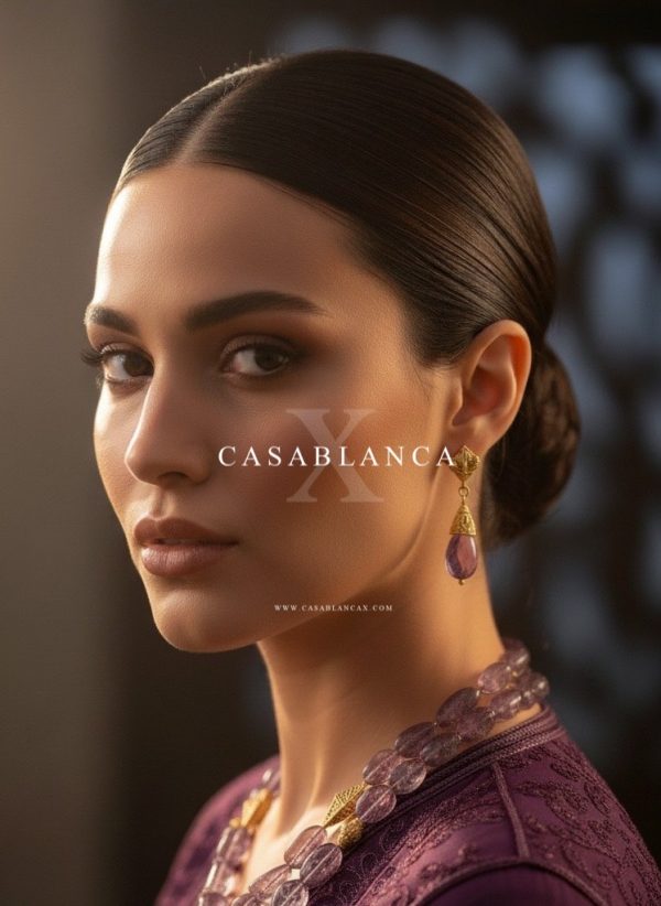 Conjunto dorado morado de 7 horas bañado en plata auténtica - Lyrielle - Imagen 6