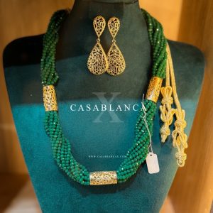 Gold Green Necklace Bead Set - Serafina