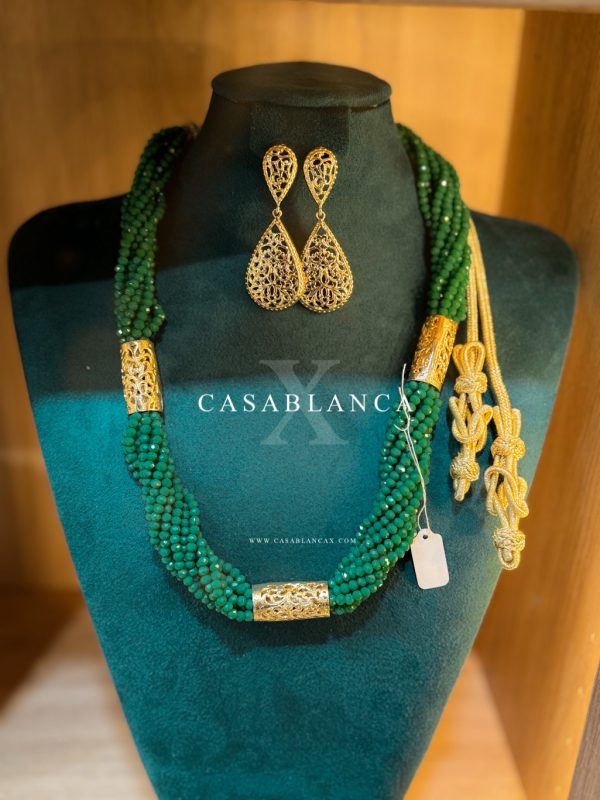 Gold Green Necklace Bead Set - Serafina