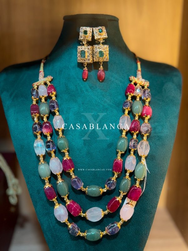 Golden 7-Hour Necklace Ruby Emerald Set - Solcaria - Image 2