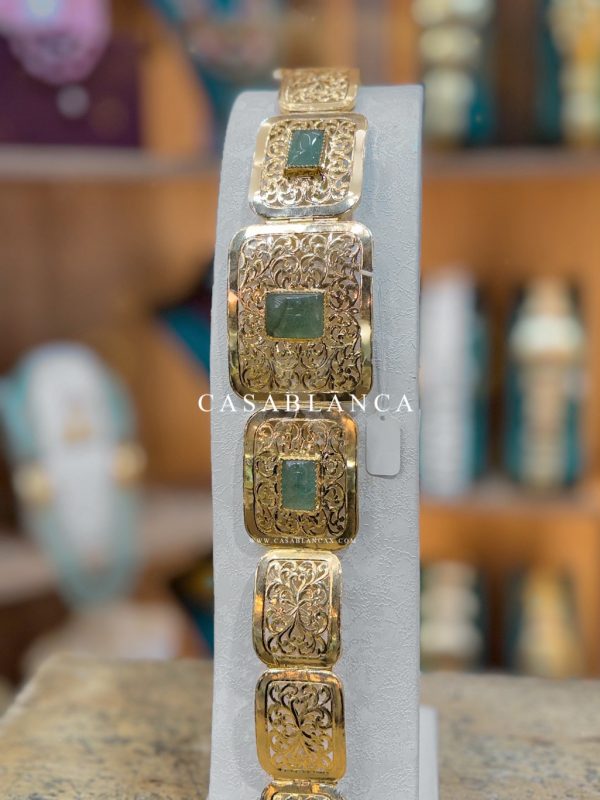 Golden Moroccan Belt Mdamma Emerald - Clarel - Image 3