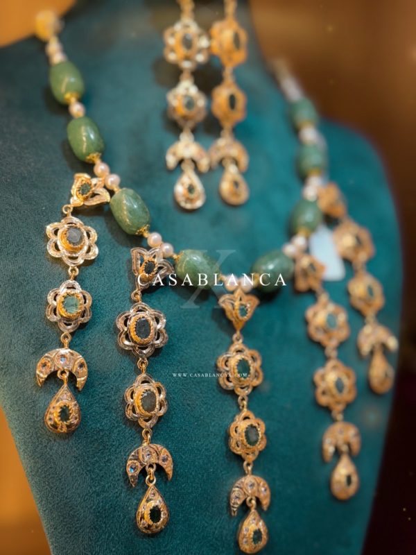 Gold Emerald Jawhar Green Gold Plated Set - Zayra