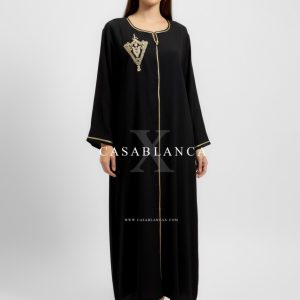 Marokkaanse Traditioneel Jurk Kaftan - Salie Zwart Goud