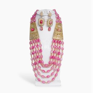 Collar marroquí dorado con piedra rosa engastada - Orelia