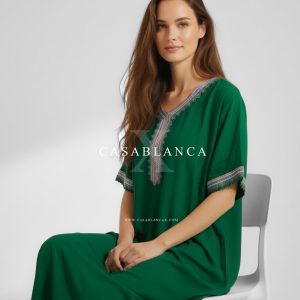 Traditional Moroccan Kaftan Dress - Emerald Green