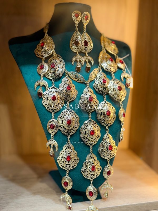 Golden Red Necklace Set - Faelira