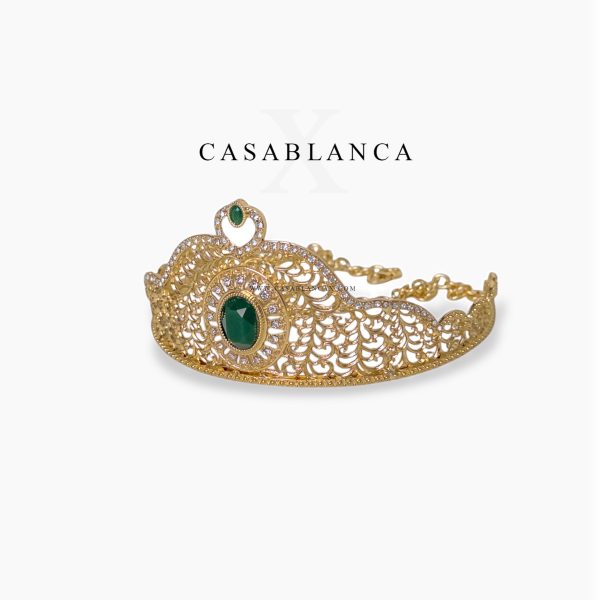 Traditioneel Gouden Kroon Tiara Groen - Amaly - Afbeelding 2