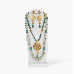 Gouden Dubbele Ketting Set Groen Mint 7hor - Valen