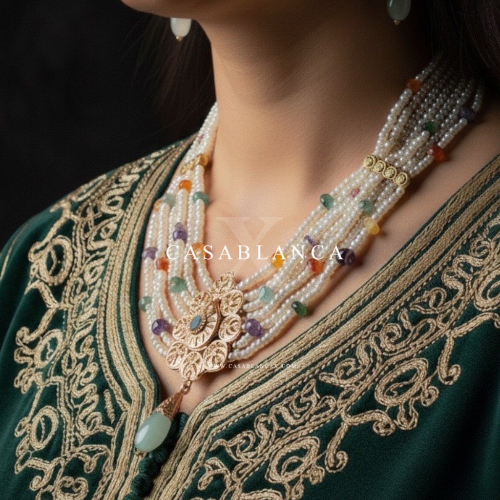 Golden Moroccan Multi Taqlidi Necklace Set - Nuvia