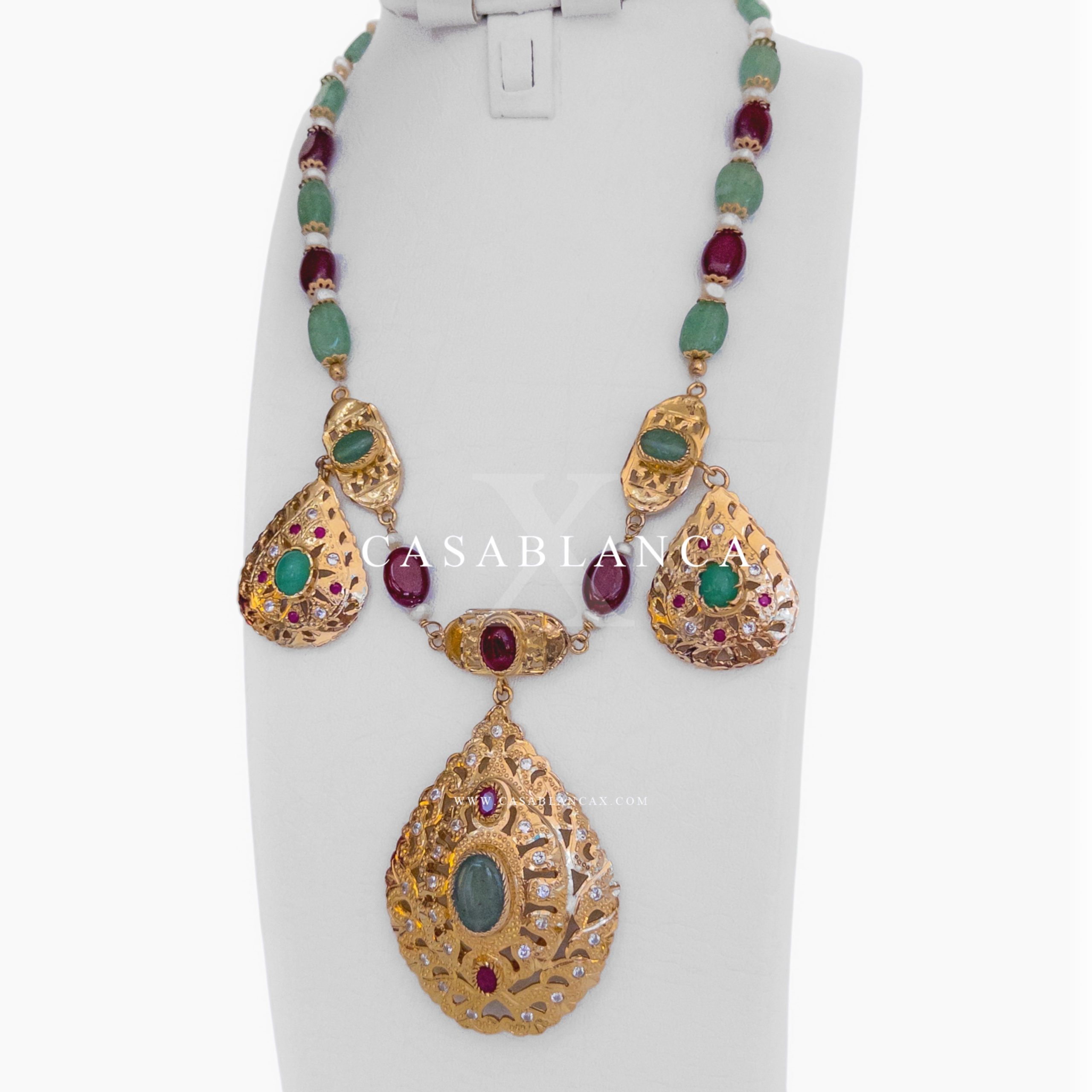 Marokkaanse Beldi Sieraden Ketting Groen en Rood - Laria – Bild 2