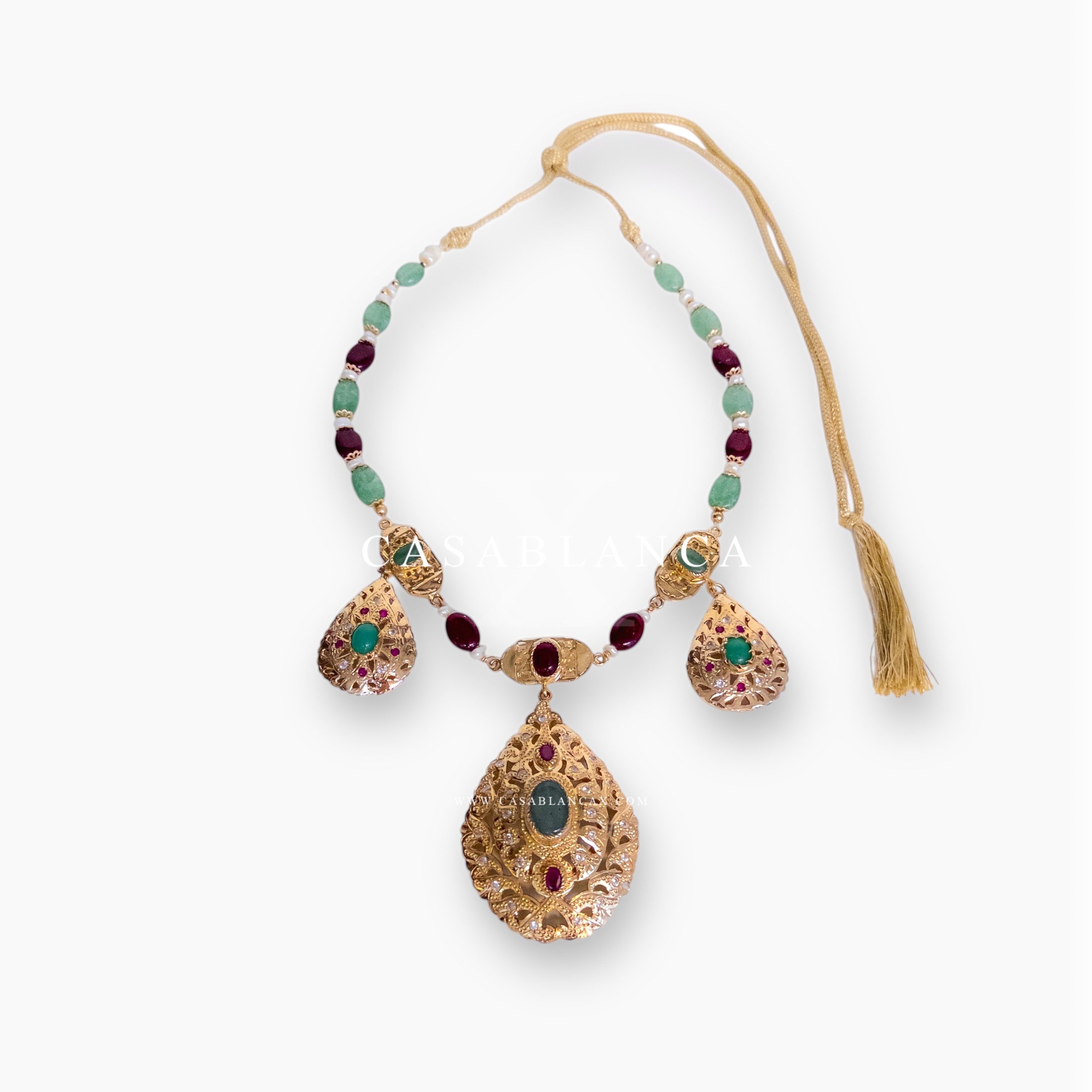 Marokkaanse Beldi Sieraden Ketting Groen en Rood - Laria – Bild 3