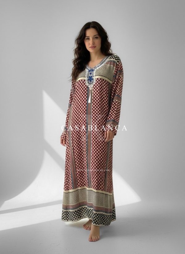 Traditioneel Palestijnse Print Jurk - Keffiyeh Rood - Image 5