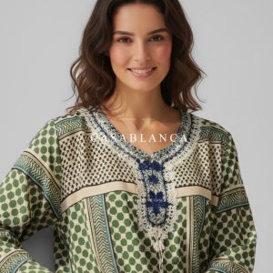 Traditioneel Palestijnse Print Jurk - Keffiyeh Groen