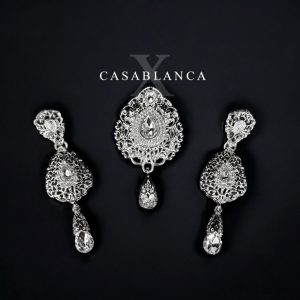 Zilveren Broche en Oorbellen Set - Lumaida