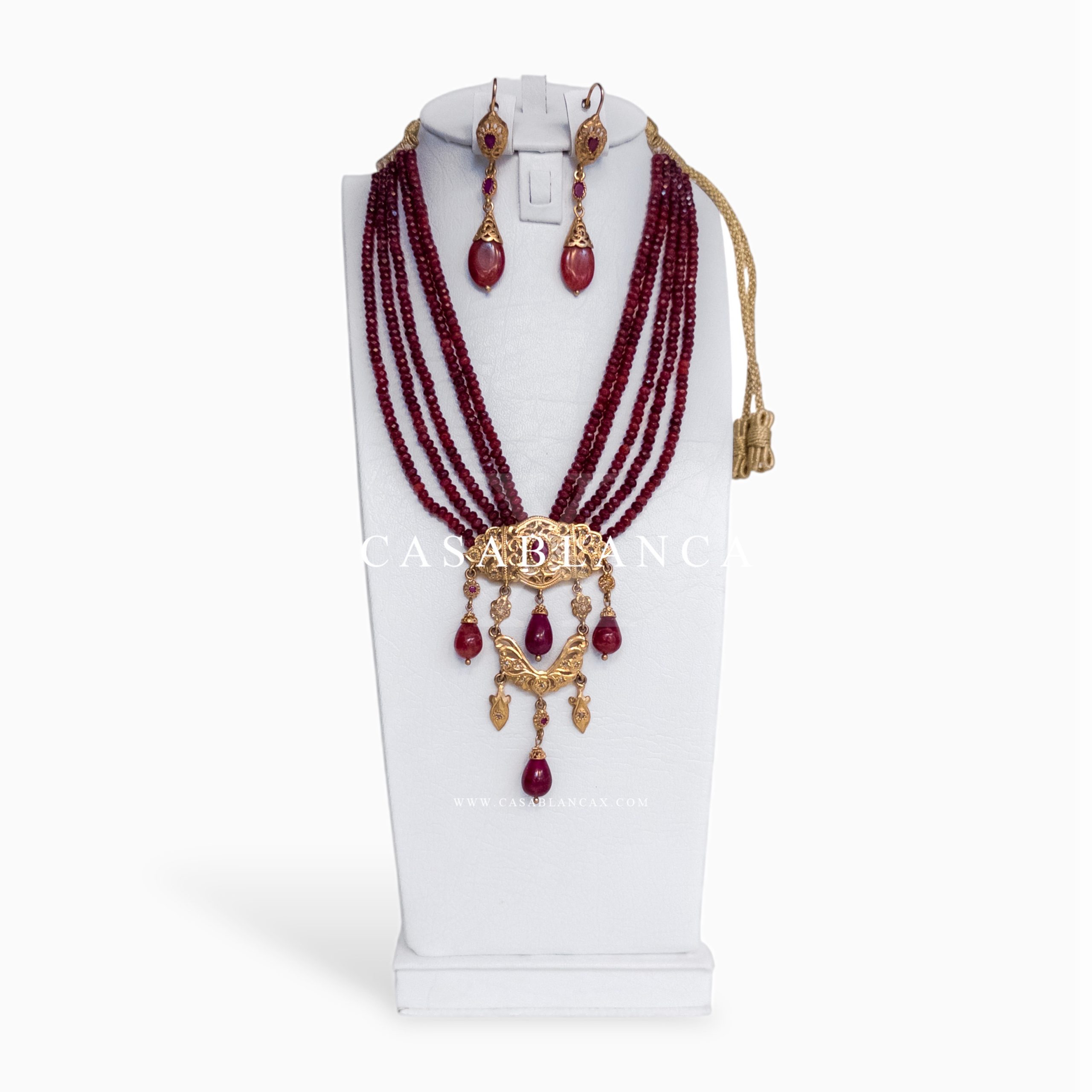 Set di collana in vero argento e oro rubino da 7 ore - Milia