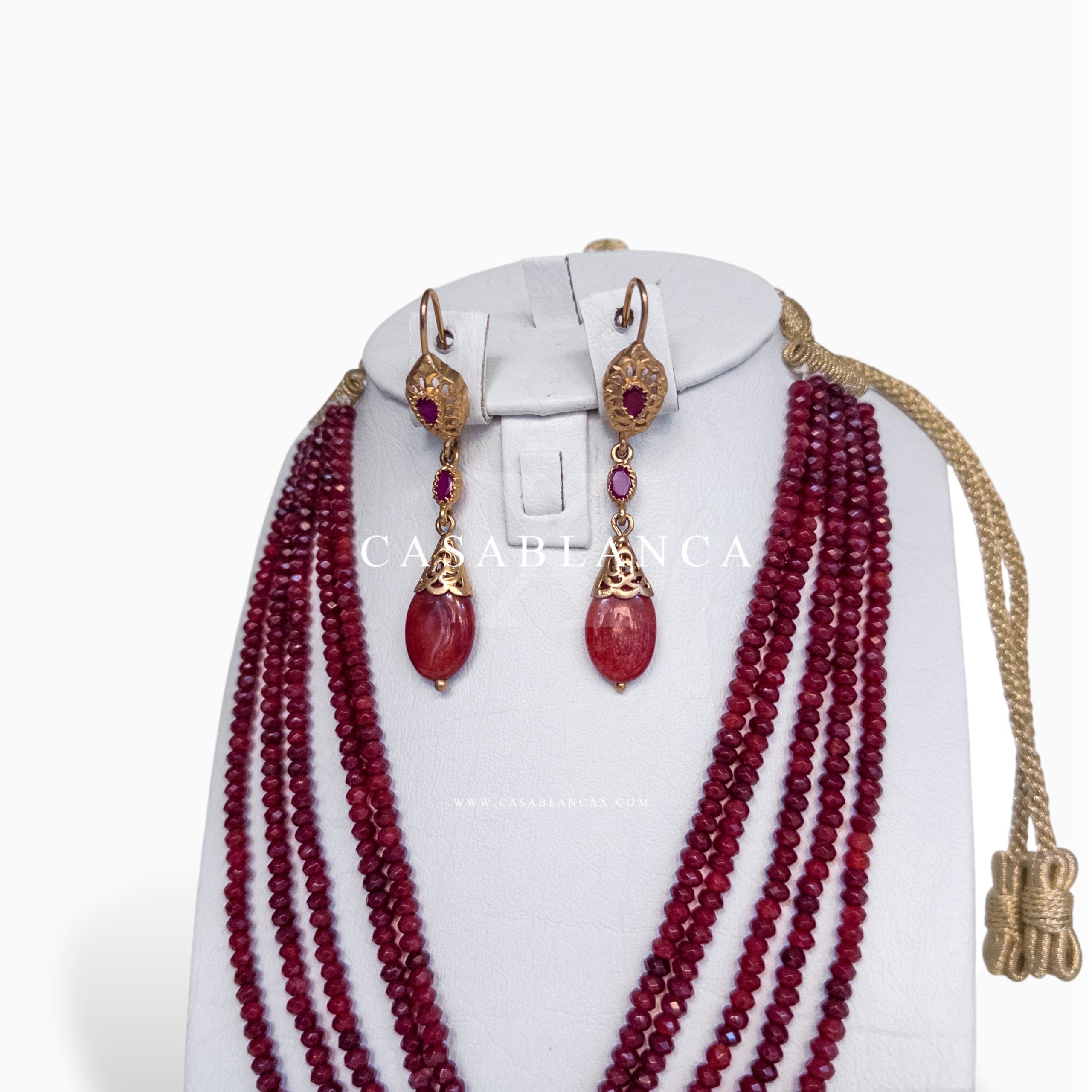 Echte Zilveren 7hor Ruby Gouden Ketting Set - Milia - immagine 2