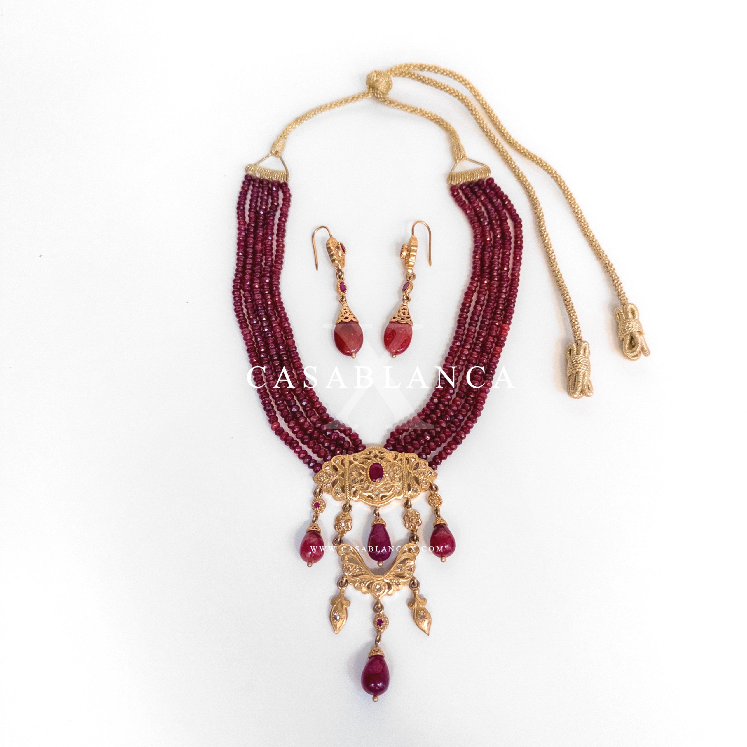 Echte Zilveren 7hor Ruby Gouden Ketting Set - Milia - immagine 3