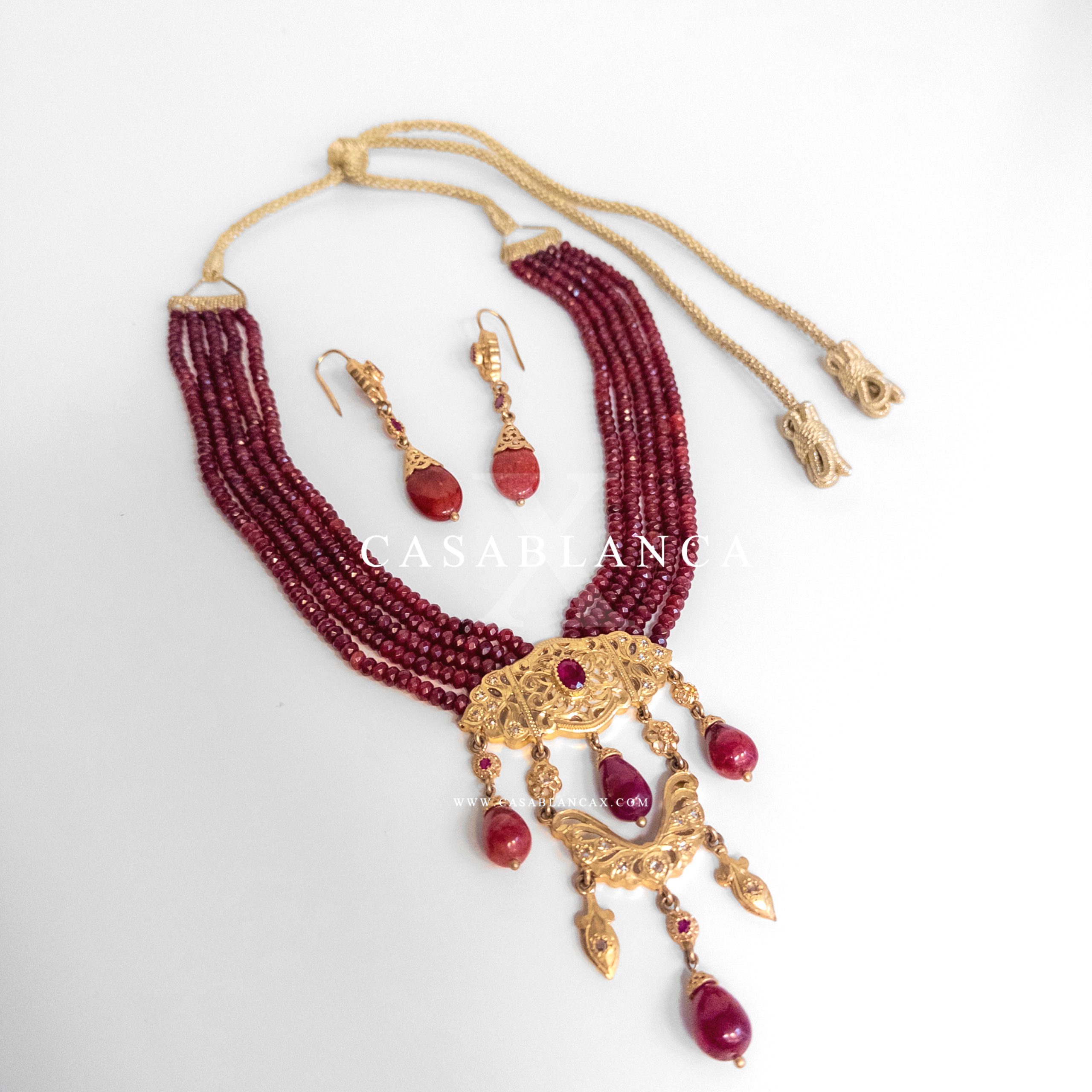 Echte Zilveren 7hor Ruby Gouden Ketting Set - Milia - immagine 4