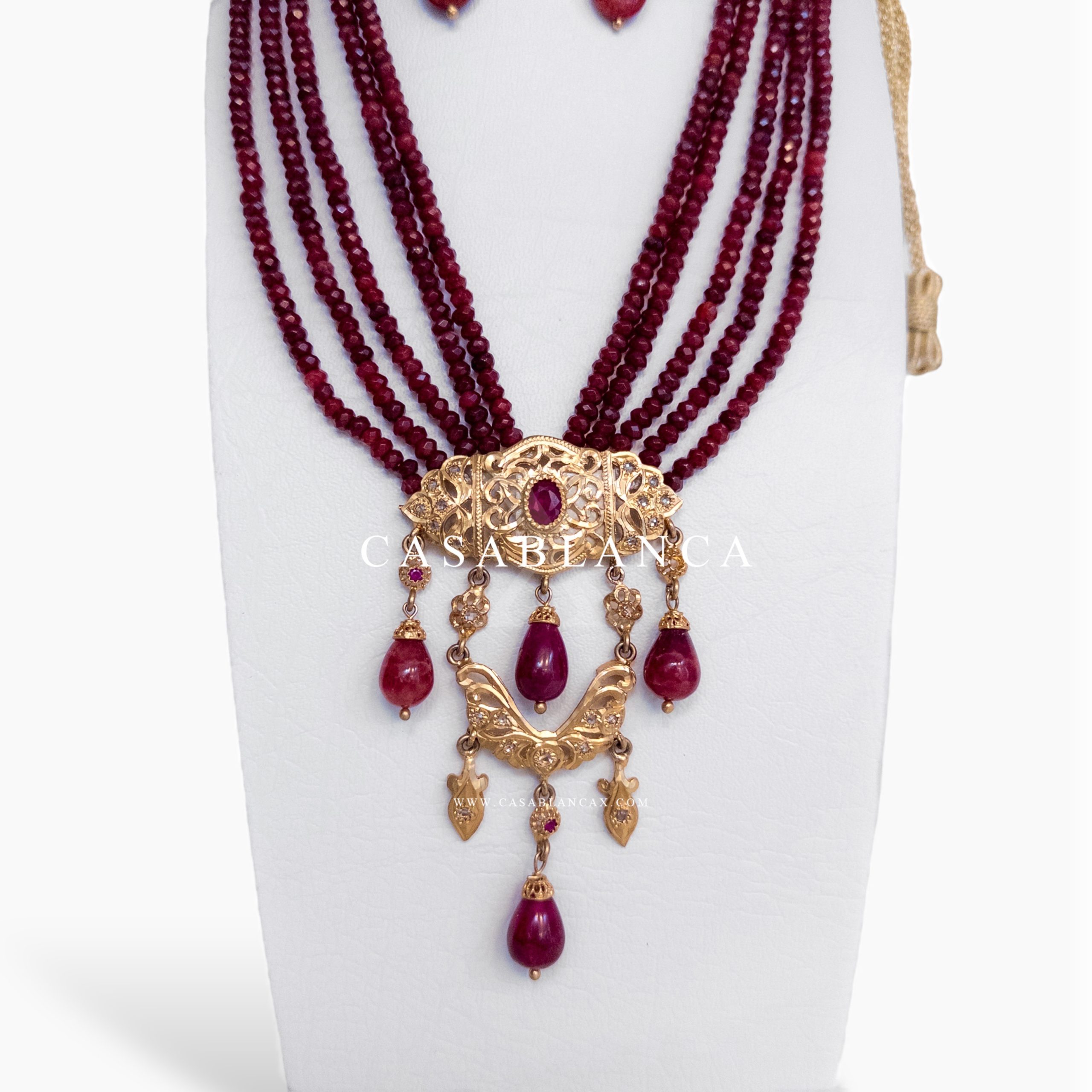 Echte Zilveren 7hor Ruby Gouden Ketting Set - Milia - immagine 5