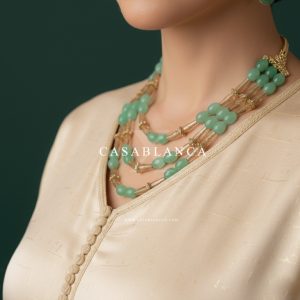 Gold Mint Perlen Halskette Set - Asmay