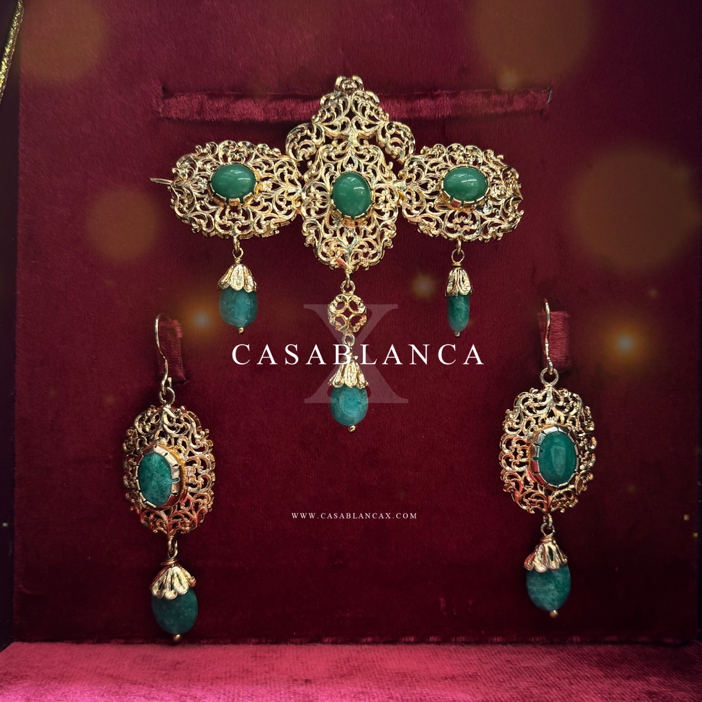 Brosche und Ohrring Gold Mint Set - Efiza – Bild 2