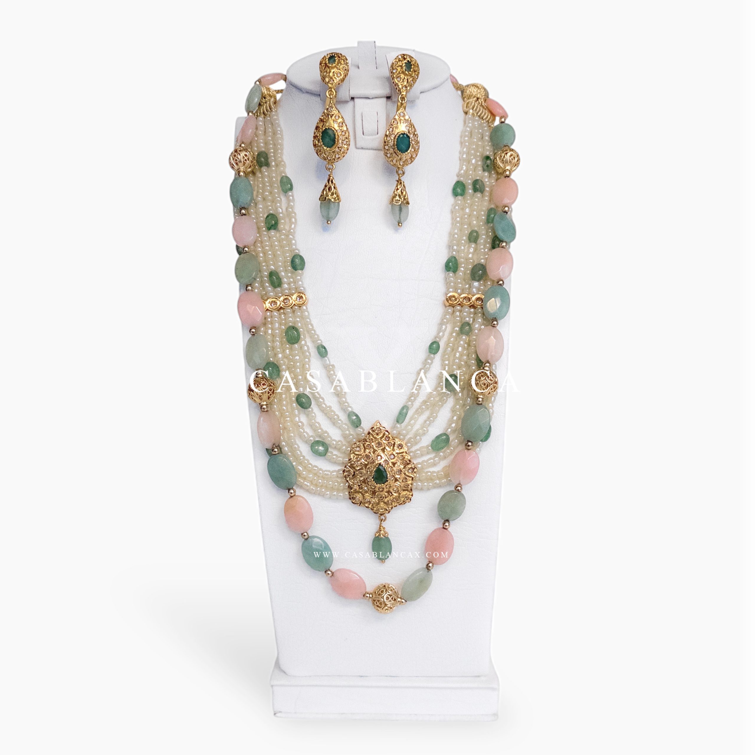 Goldenes 7-Stunden-Set aus marokkanischem Gold, Minze und Pink – Safina