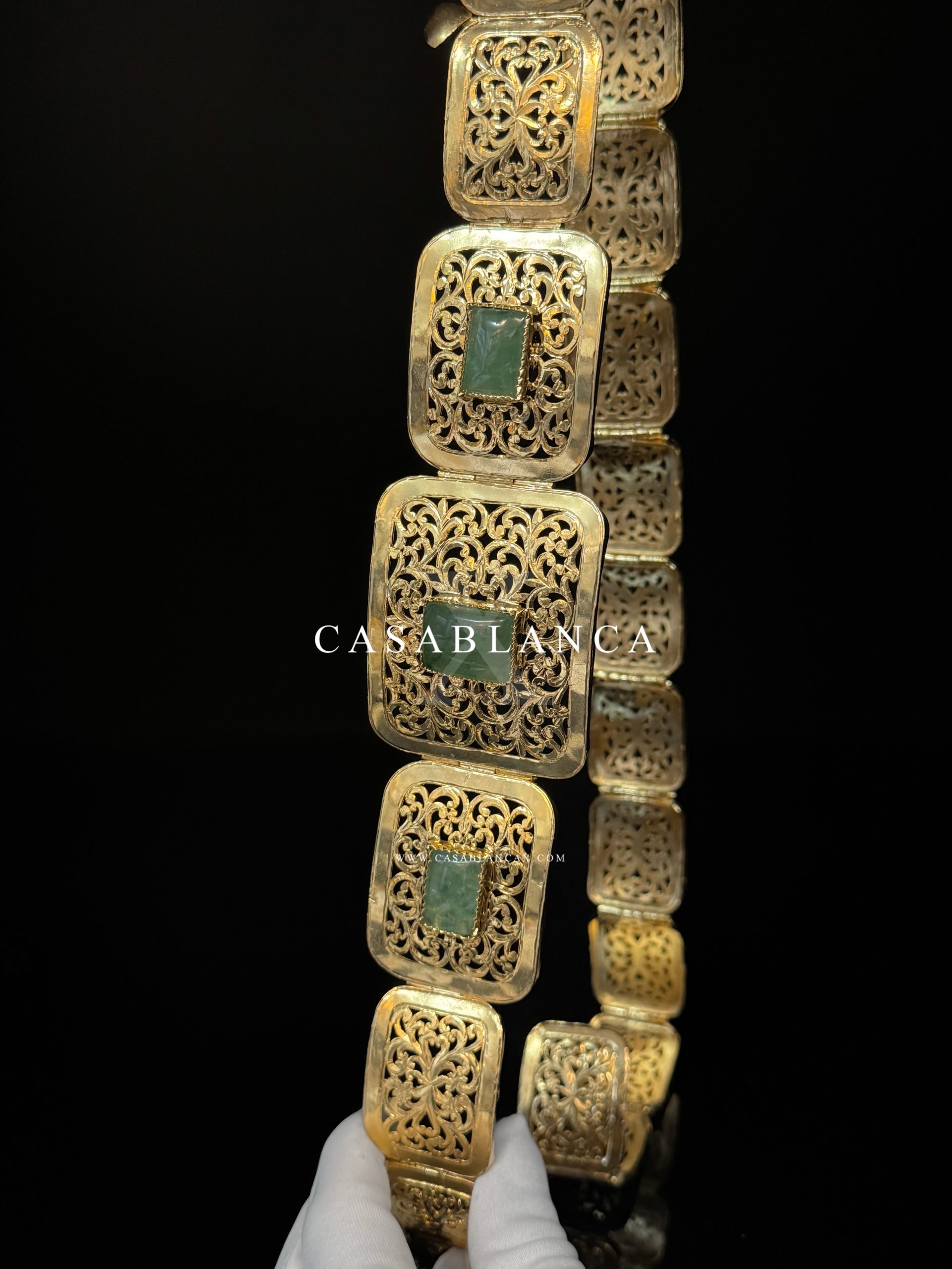 Mdamma Marokkaanse Ceintuur Goud Groen Mint - Ombrelia - immagine 4