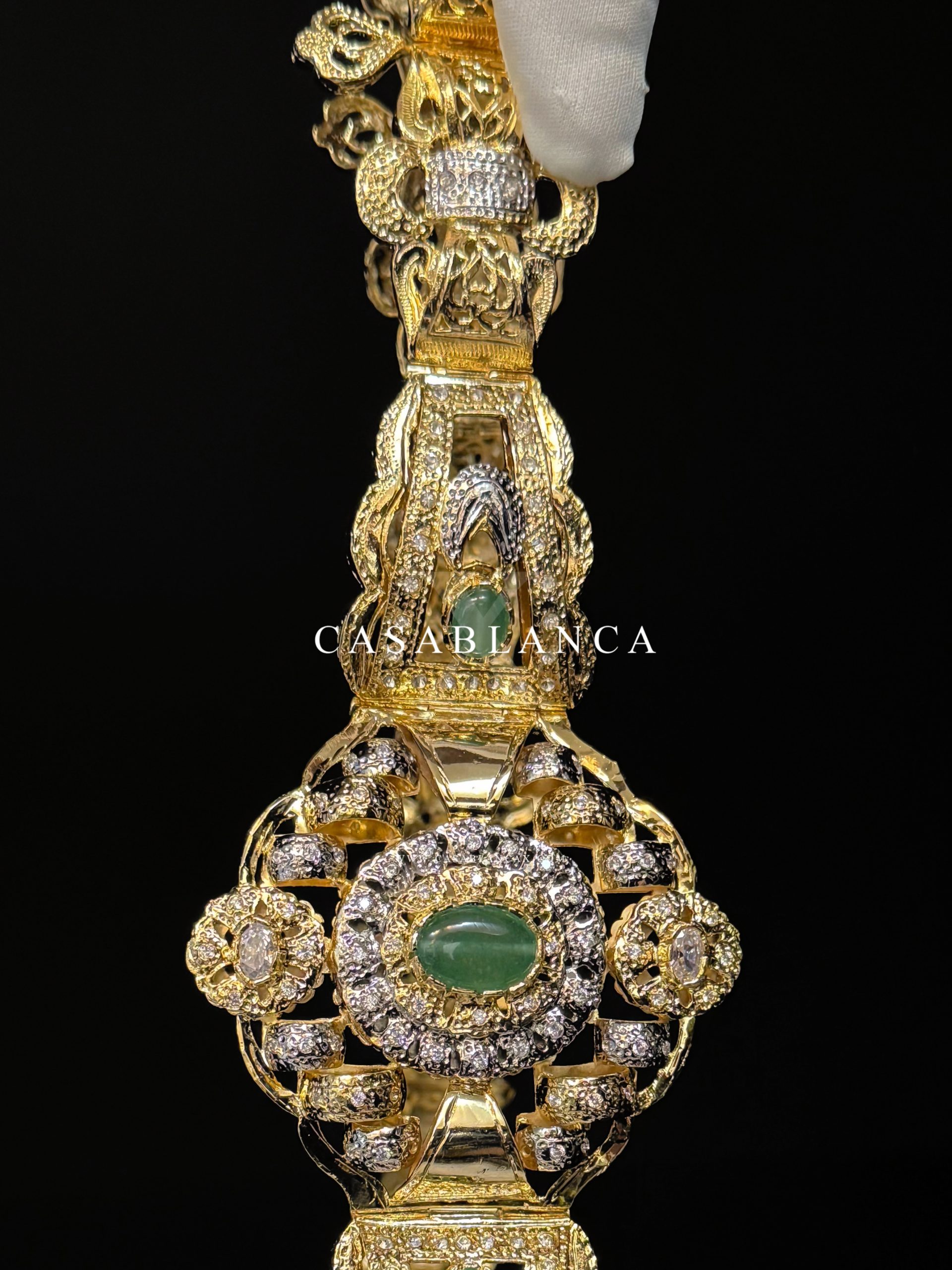 Gouden Riem Met Groene Stenen - Verola - immagine 6