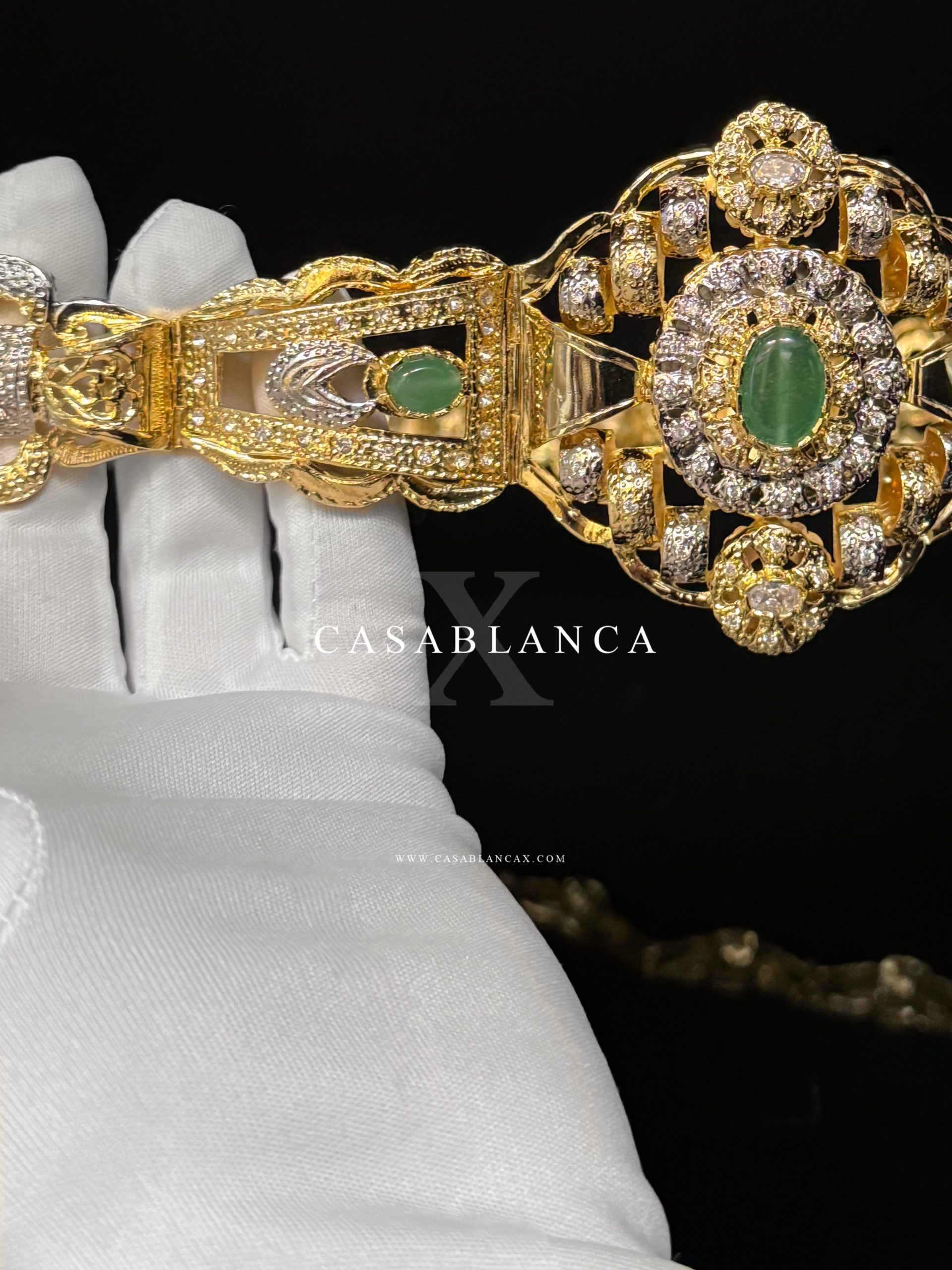 Gouden Riem Met Groene Stenen - Verola - immagine 4